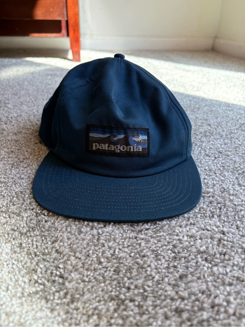 Patagonia Dark Navy Five-Panel Hat with Mountain Patch